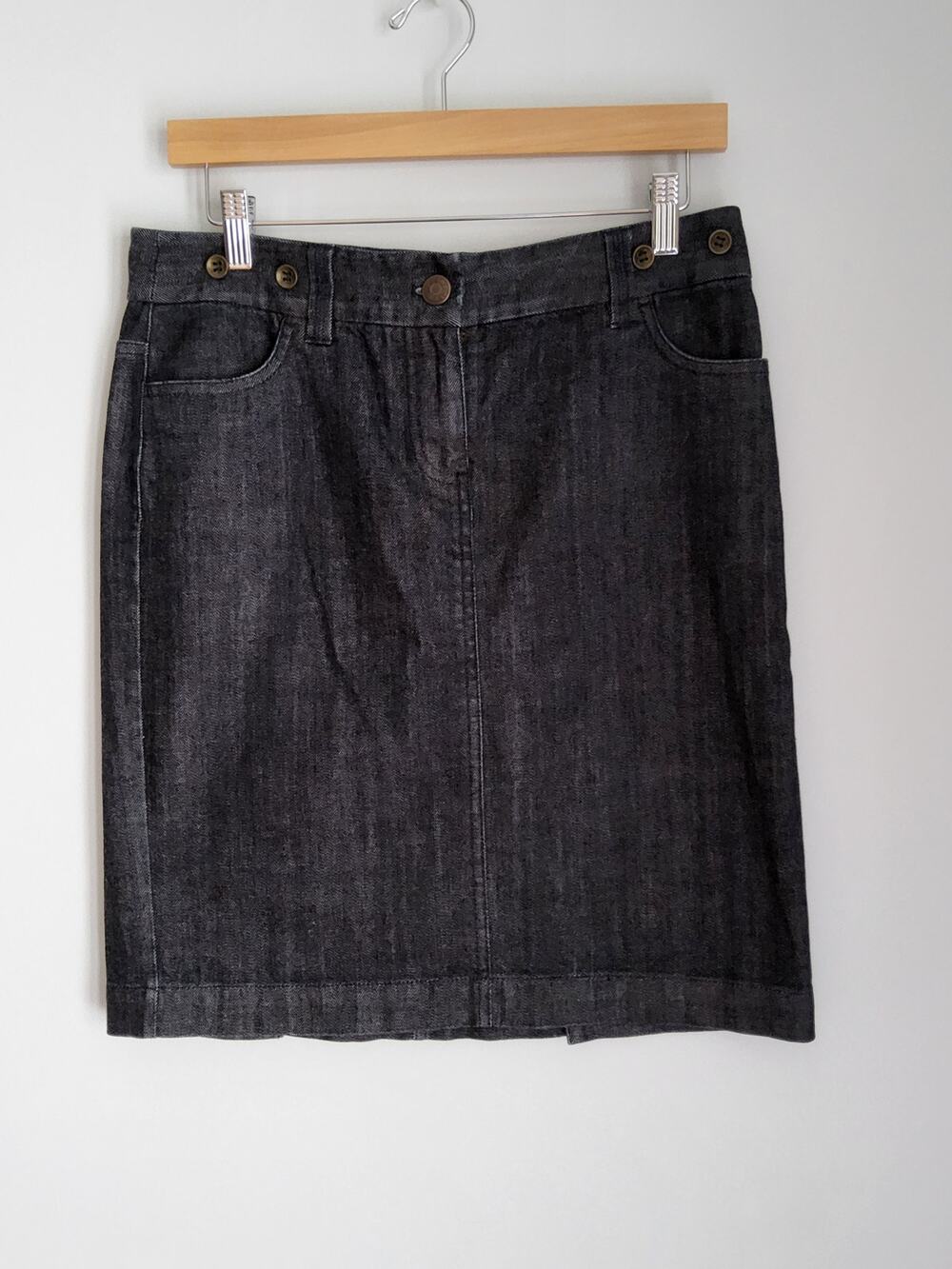 J.Crew dark Blue Denim Skirt Size 4 Stretch Cotton Knee Length